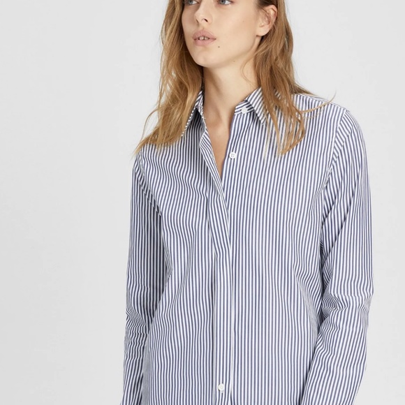 Theory Striped Essential Button-Down Shirt, Size P - Picture 1 of 7